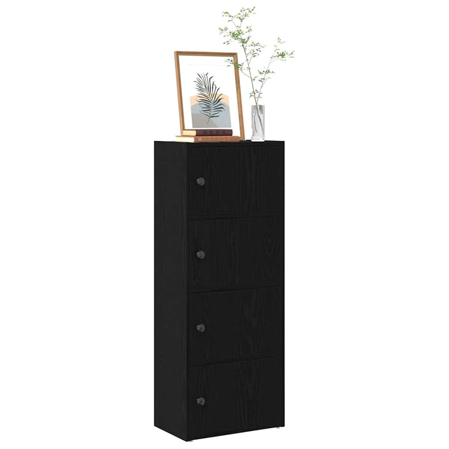 Boekenkast 40x24x102 cm bewerkt hout zwart eikenkleurig