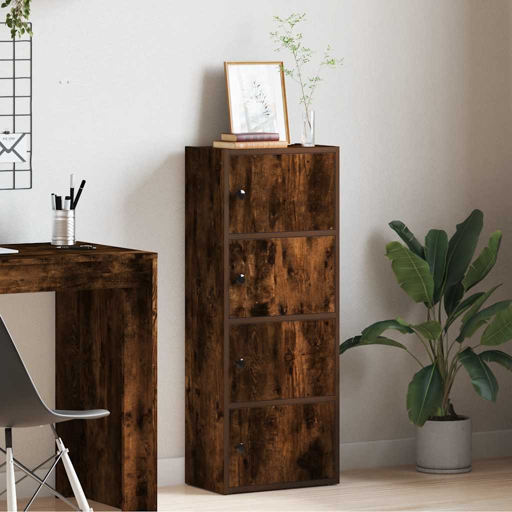 Boekenkast 40x24x102 cm bewerkt hout gerookt eikenkleurig