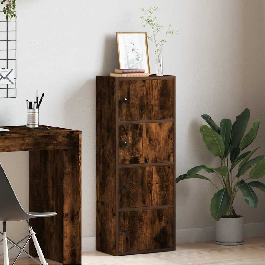 Boekenkast 40x24x102 cm bewerkt hout gerookt eikenkleurig