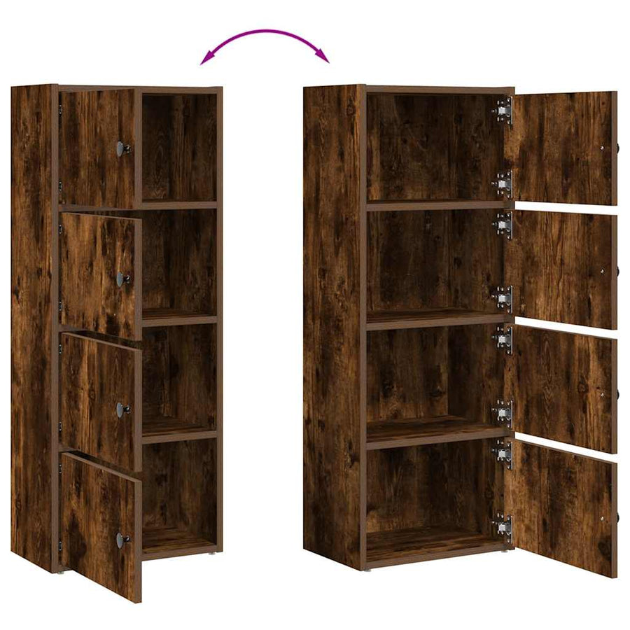 Boekenkast 40x24x102 cm bewerkt hout gerookt eikenkleurig