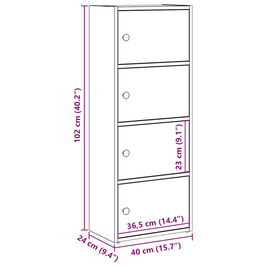 Boekenkast 40x24x102 cm bewerkt hout gerookt eikenkleurig