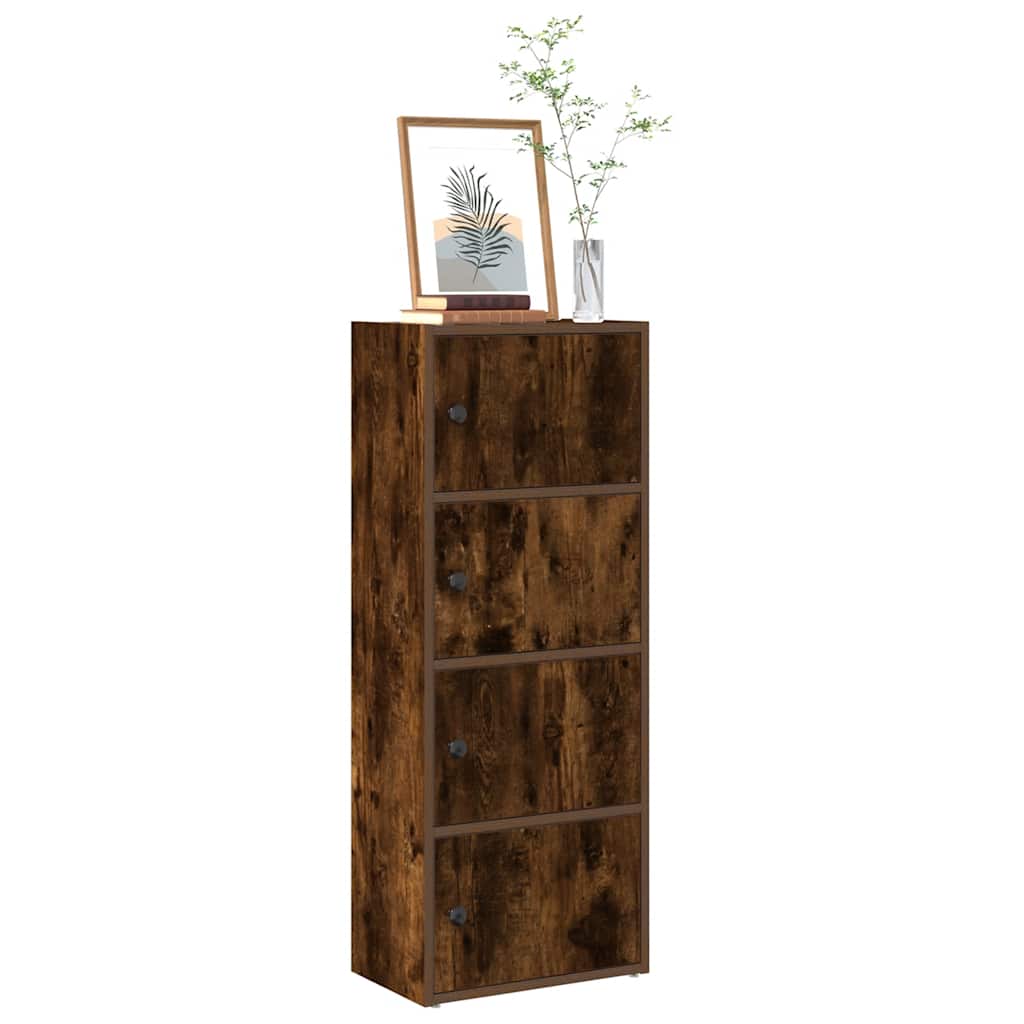 Boekenkast 40x24x102 cm bewerkt hout gerookt eikenkleurig