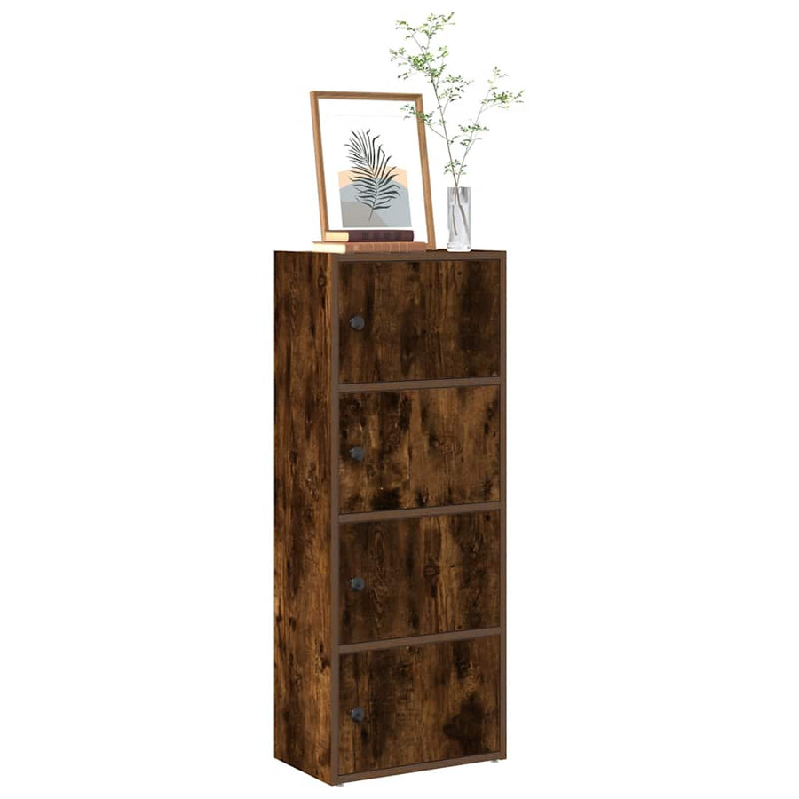 Boekenkast 40x24x102 cm bewerkt hout gerookt eikenkleurig