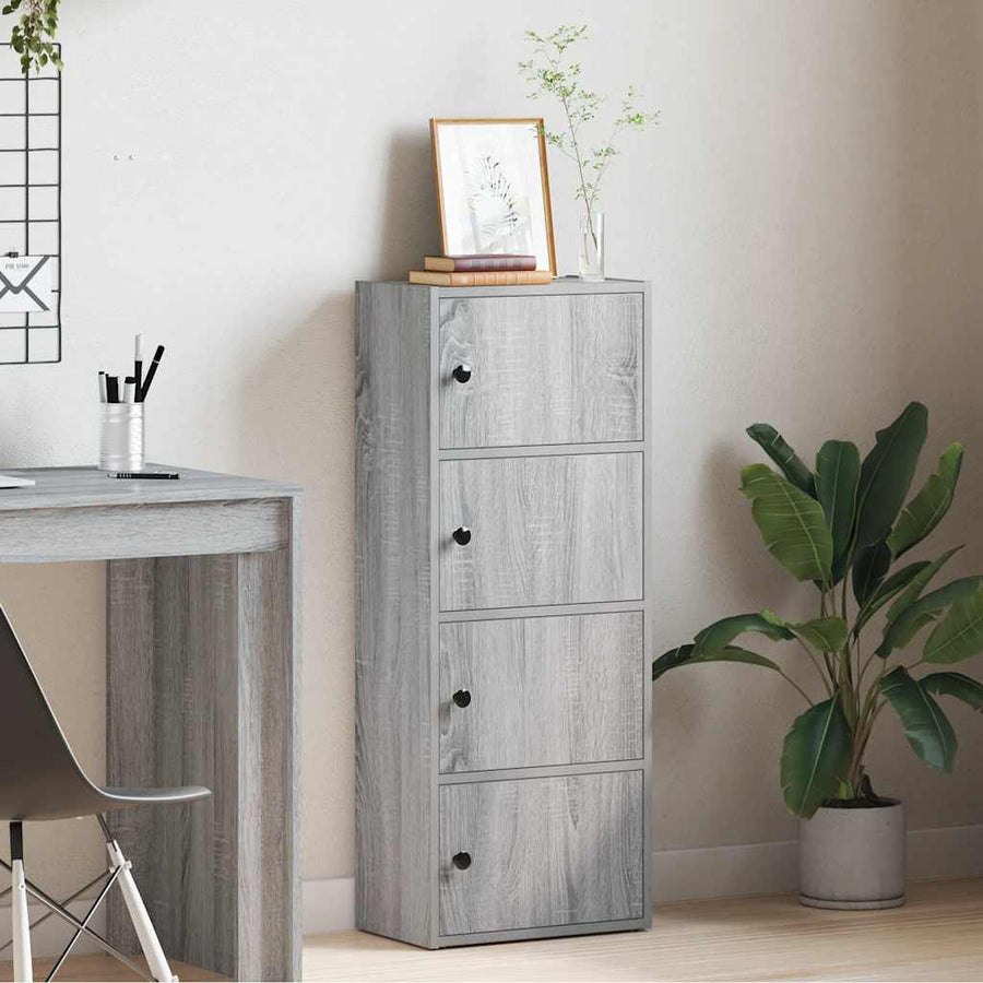 Boekenkast 40x24x102 cm bewerkt hout grijs sonoma eikenkleurig