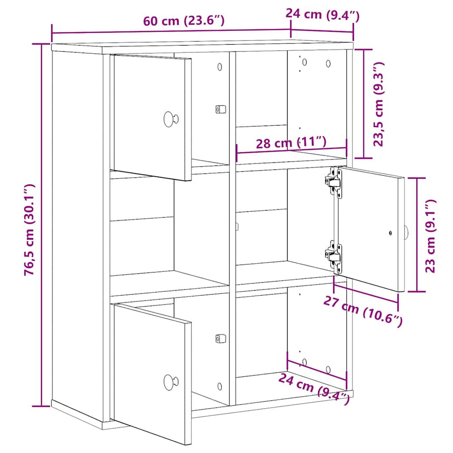 Boekenkast 60x24x76,5 cm bewerkt hout wit