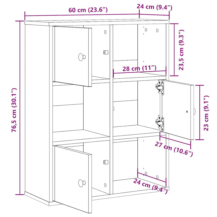 Boekenkast 60x24x76,5 cm bewerkt hout betongrijs