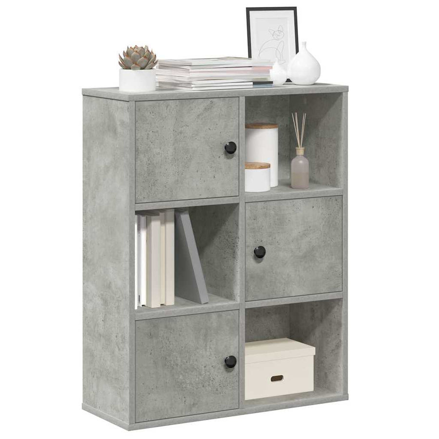 Boekenkast 60x24x76,5 cm bewerkt hout betongrijs