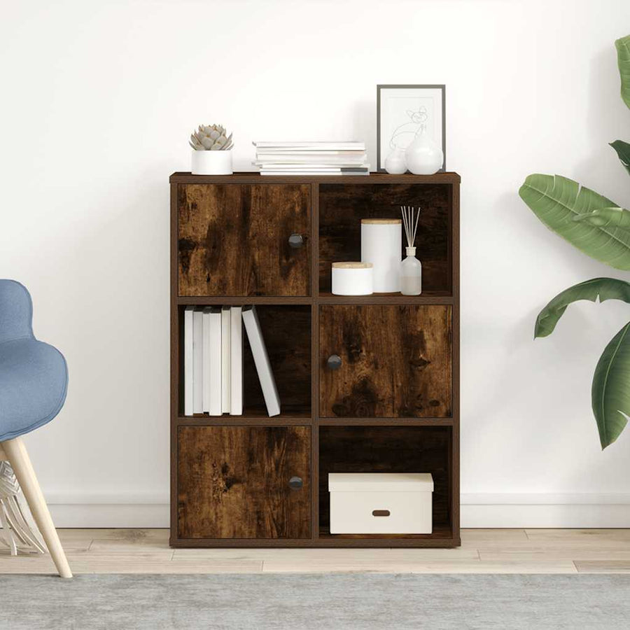 Boekenkast 60x24x76,5 cm bewerkt hout gerookt eikenkleurig