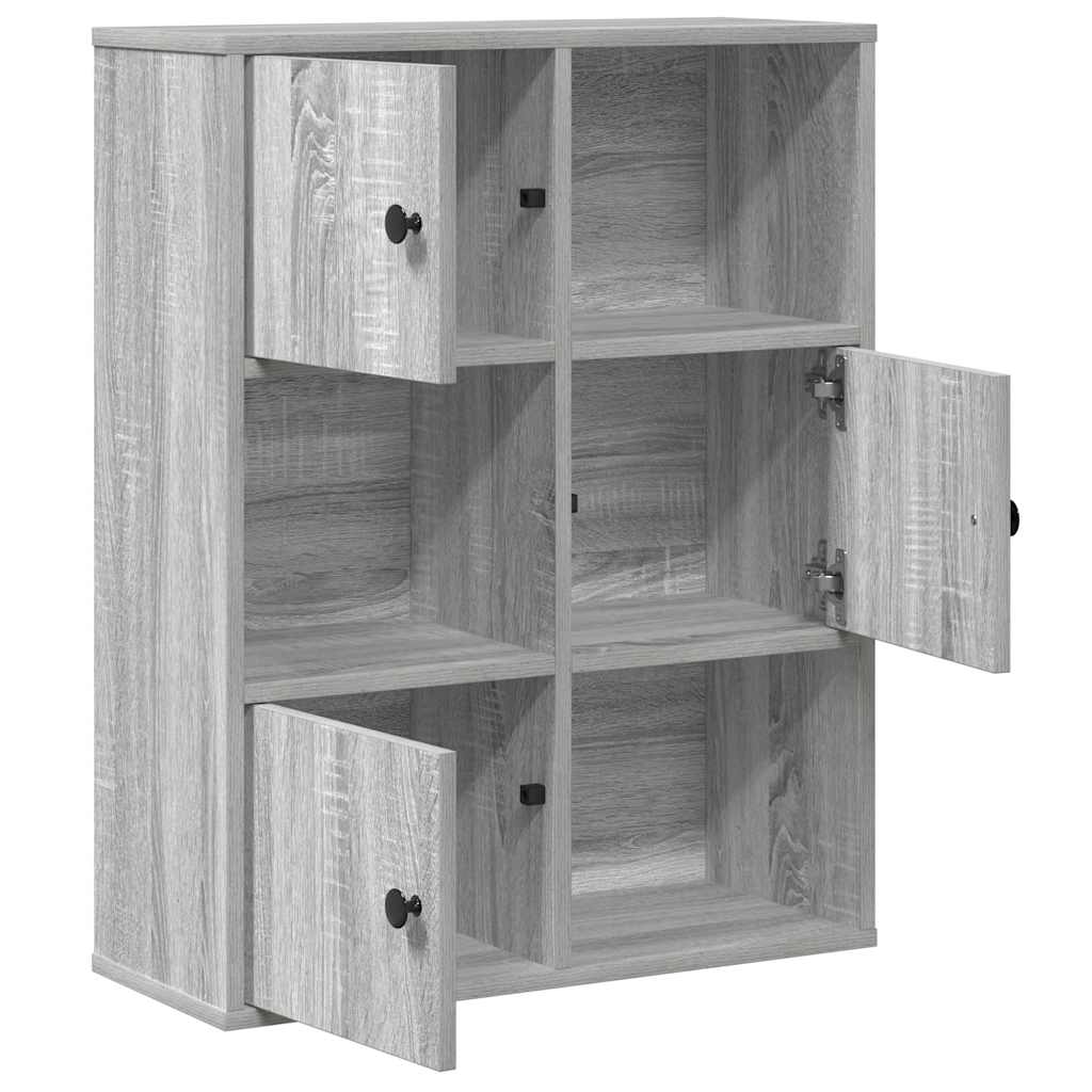 Boekenkast 60x24x76,5 cm bewerkt hout grijs sonoma eikenkleurig