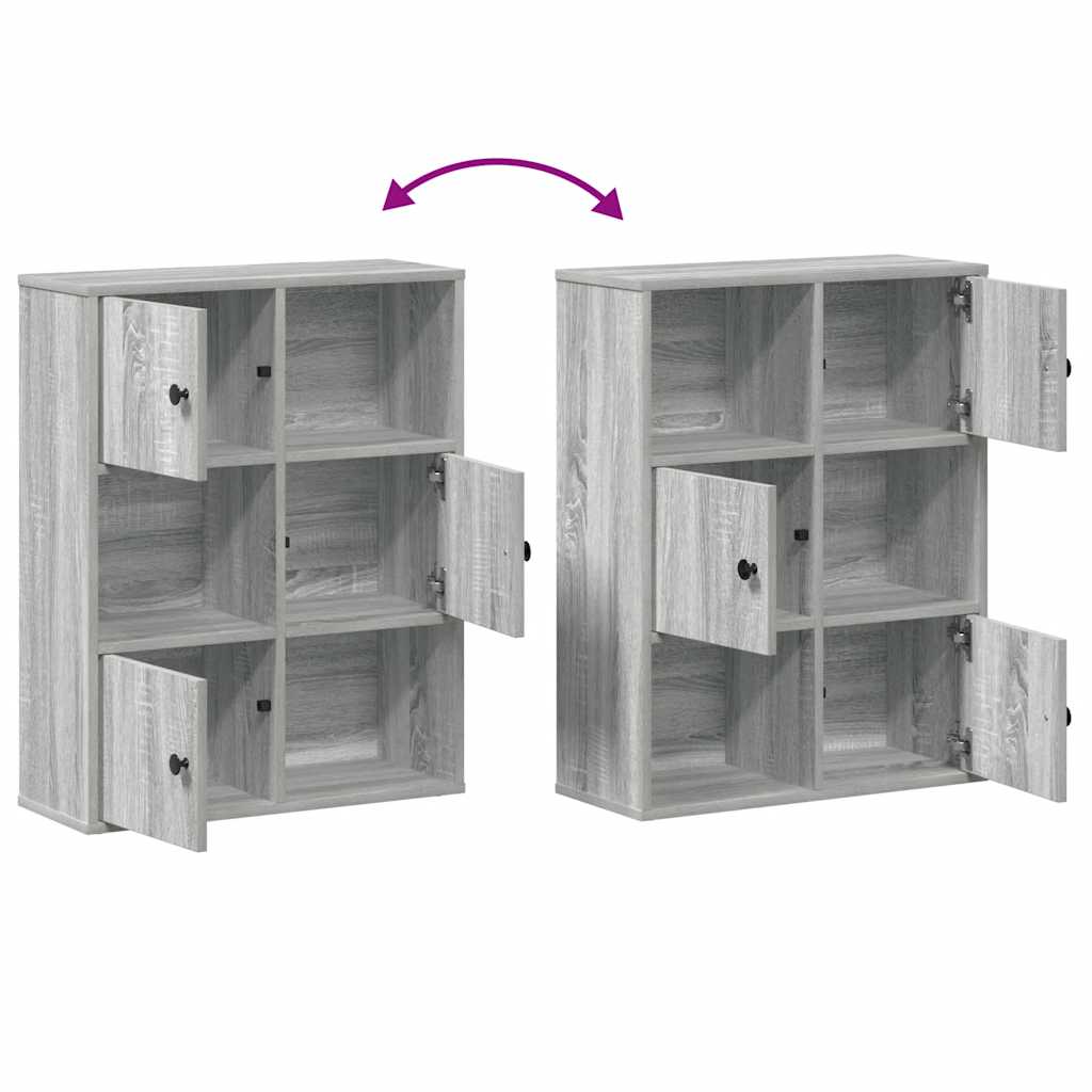 Boekenkast 60x24x76,5 cm bewerkt hout grijs sonoma eikenkleurig