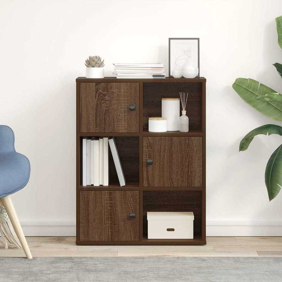 Boekenkast 60x24x76,5 cm bewerkt hout bruin eikenkleurig