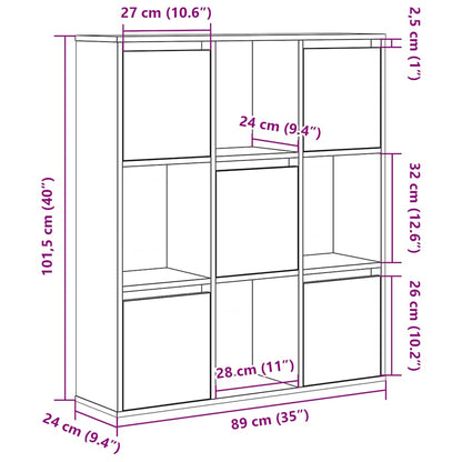 Boekenkast 89x24x101,5 cm bewerkt hout zwart eikenkleurig