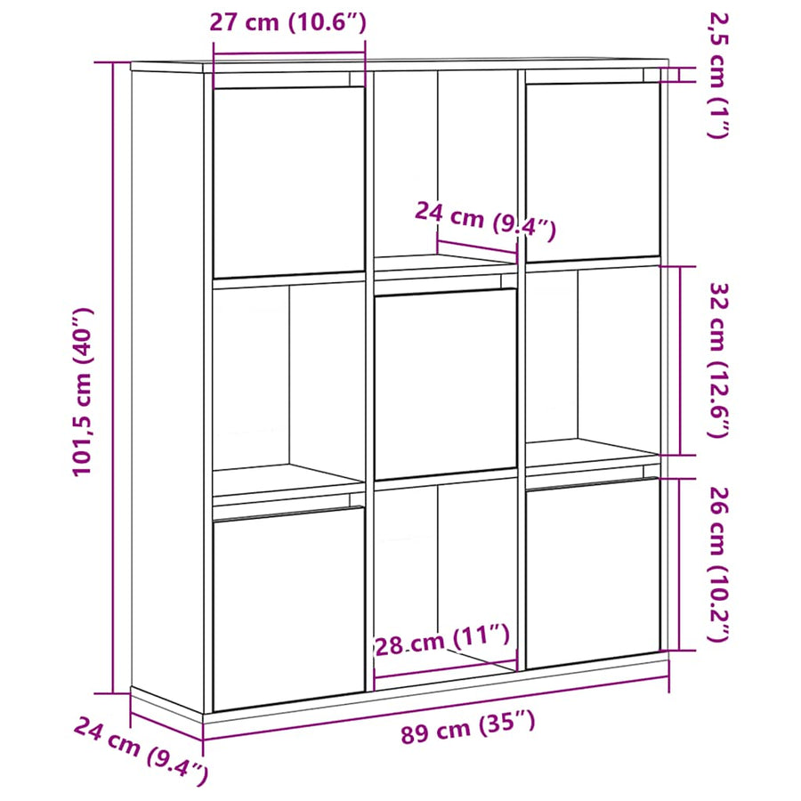 Boekenkast 89x24x101,5 cm bewerkt hout sonoma eikenkleurig