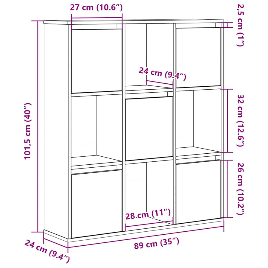 Boekenkast 89x24x101,5 cm bewerkt hout betongrijs