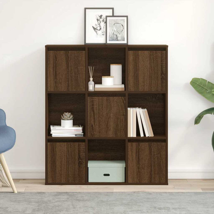 Boekenkast 89x24x101,5 cm bewerkt hout bruin eikenkleurig