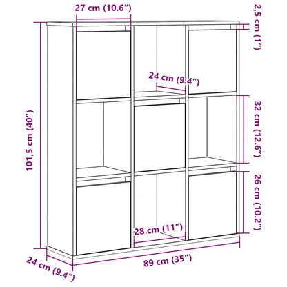 Boekenkast 89x24x101,5 cm bewerkt hout bruin eikenkleurig