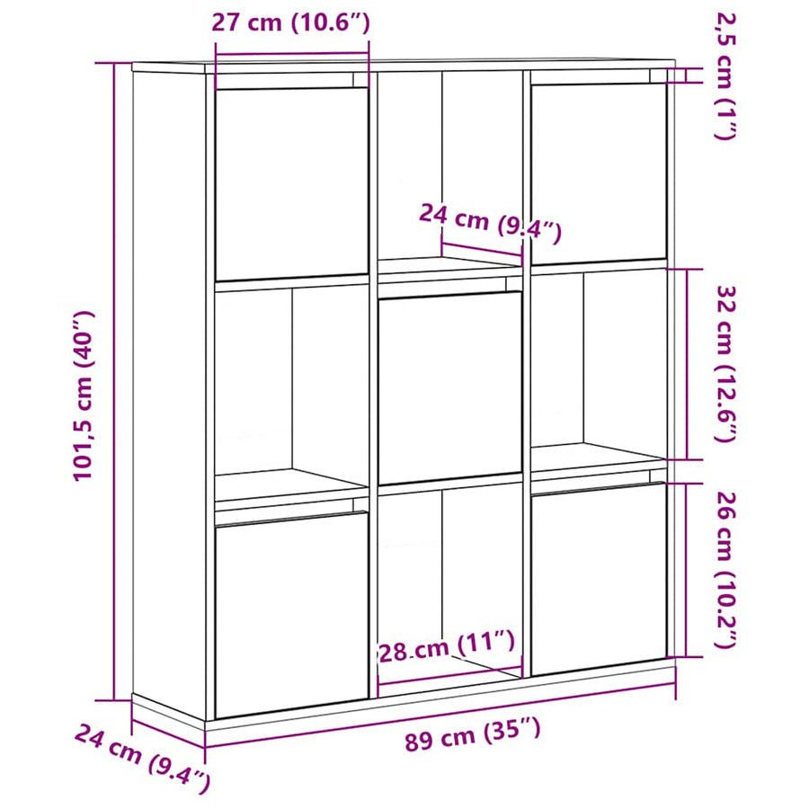 Boekenkast 89x24x101,5 cm bewerkt hout bruin eikenkleurig
