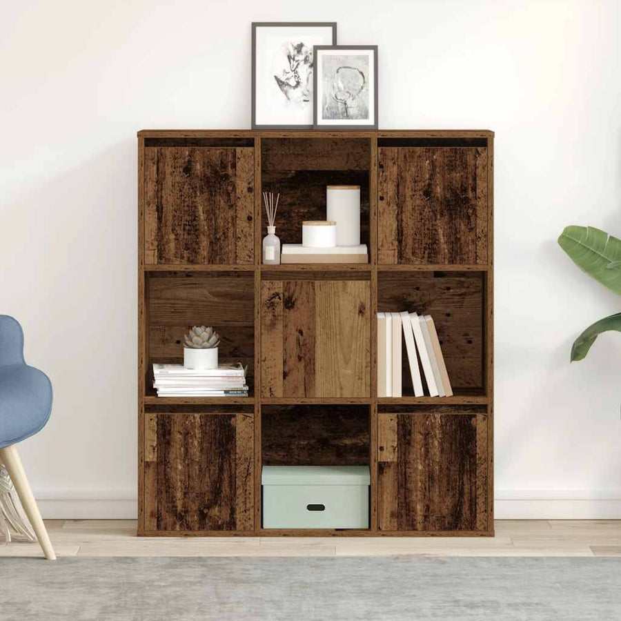 Boekenkast 89x24x101,5 cm bewerkt hout oud houtkleurig