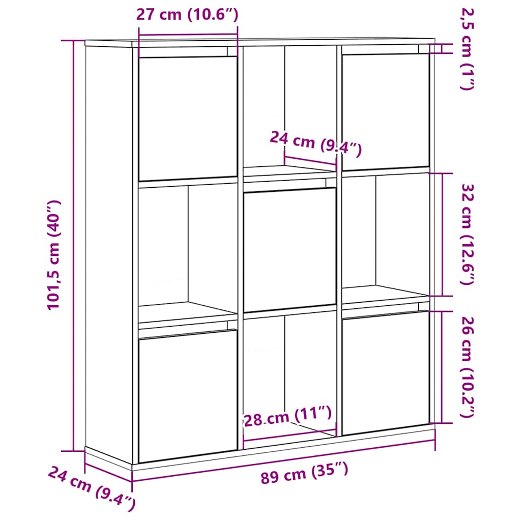 Boekenkast 89x24x101,5 cm bewerkt hout oud houtkleurig