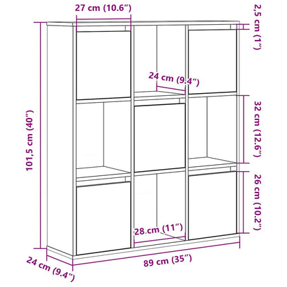 Boekenkast 89x24x101,5 cm bewerkt hout oud houtkleurig