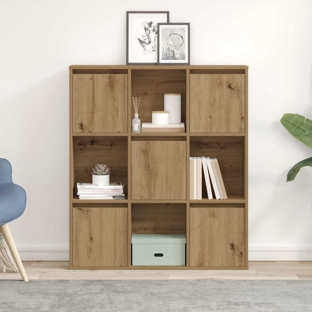 Boekenkast 89x24x101,5 cm bewerkt hout artisanaal eikenkleurig