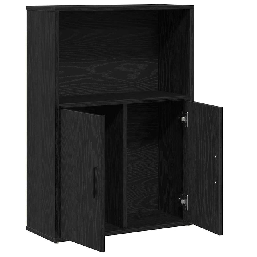 Boekenkast 60x24x85 cm bewerkt hout zwart eikenkleurig