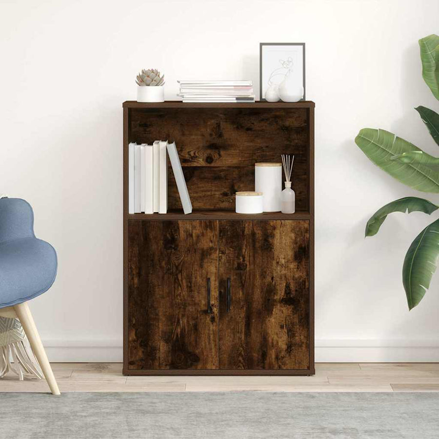 Boekenkast 60x24x85 cm bewerkt hout gerookt eikenkleurig