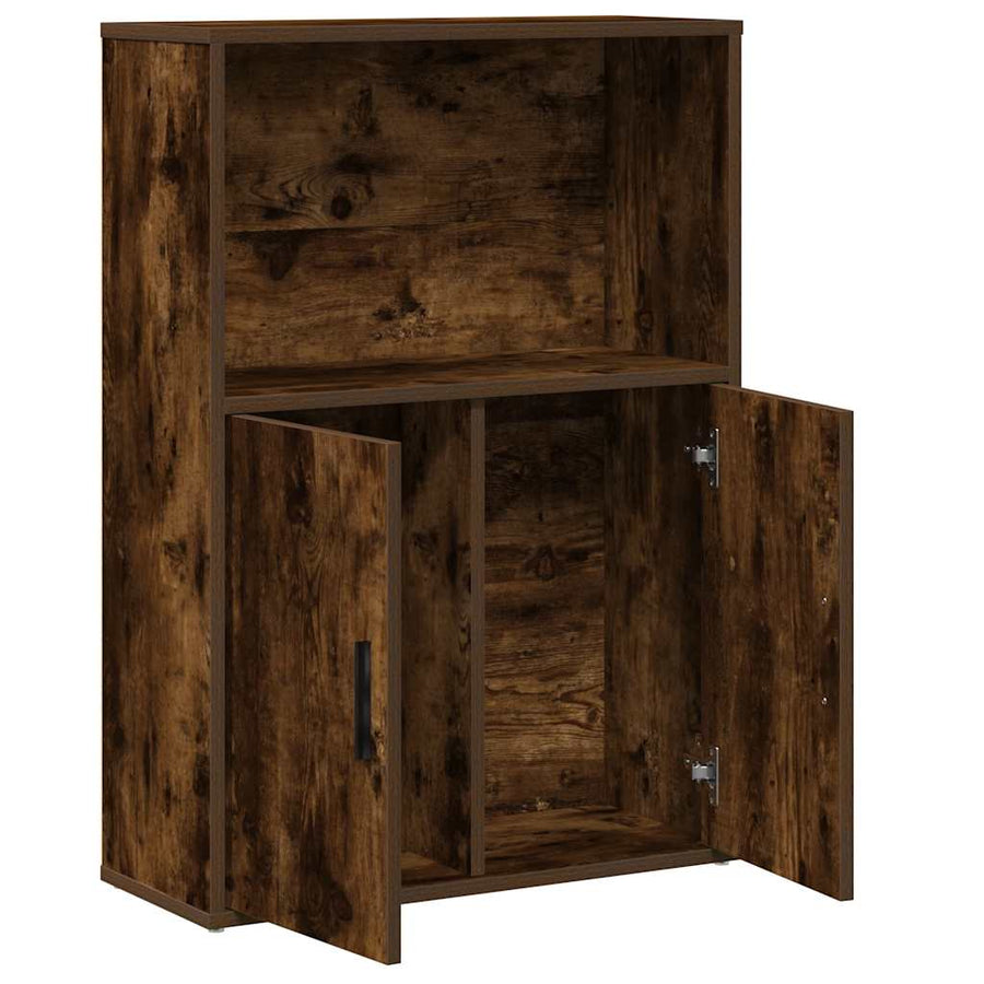Boekenkast 60x24x85 cm bewerkt hout gerookt eikenkleurig
