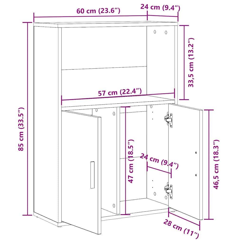 Boekenkast 60x24x85 cm bewerkt hout gerookt eikenkleurig