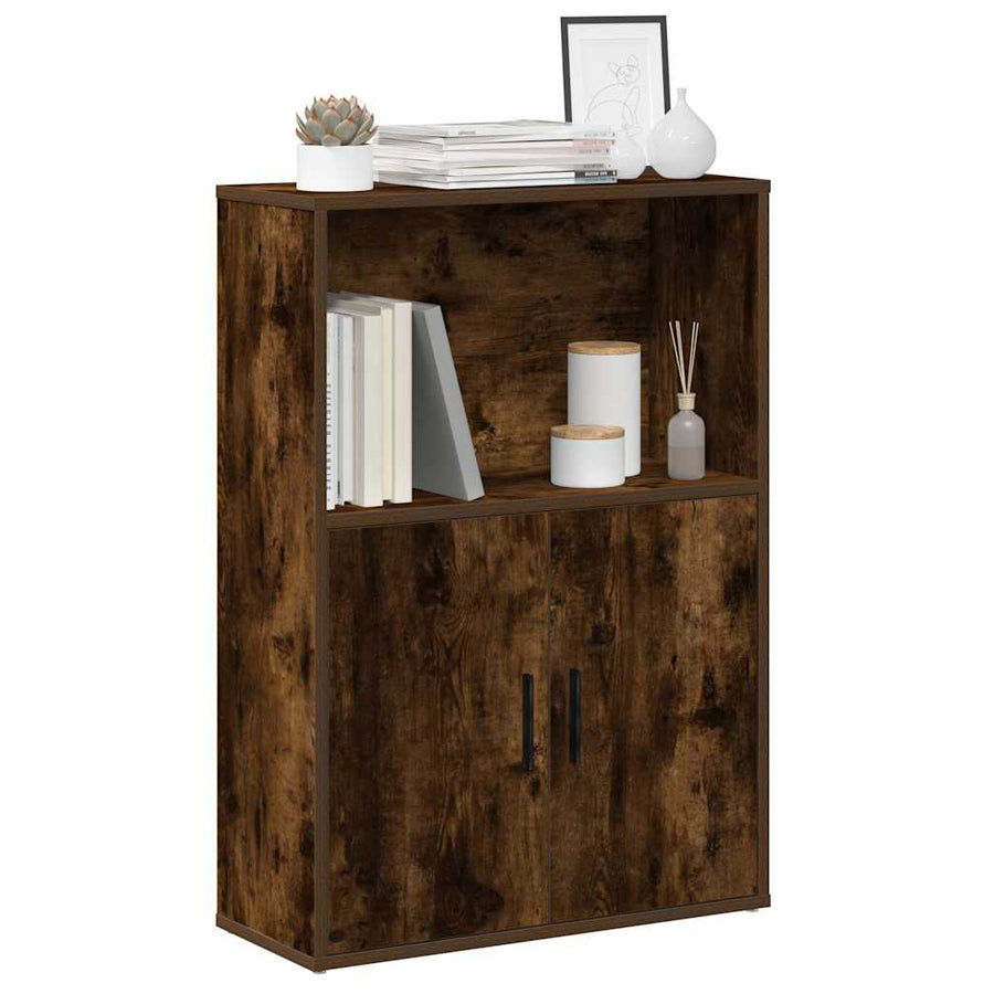 Boekenkast 60x24x85 cm bewerkt hout gerookt eikenkleurig