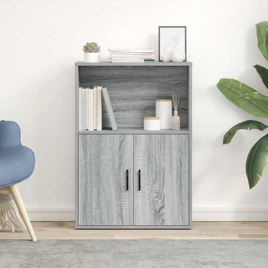 Boekenkast 60x24x85 cm bewerkt hout grijs sonoma eikenkleurig