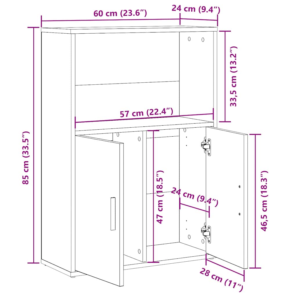 Boekenkast 60x24x85 cm bewerkt hout grijs sonoma eikenkleurig