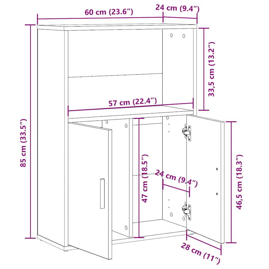 Boekenkast 60x24x85 cm bewerkt hout grijs sonoma eikenkleurig