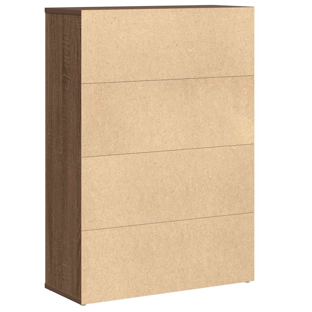 Boekenkast 60x24x85 cm bewerkt hout bruin eikenkleurig