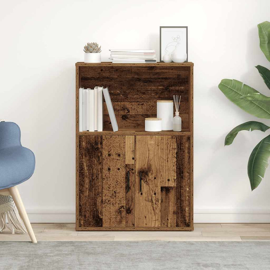 Boekenkast 60x24x85 cm bewerkt hout oud houtkleurig
