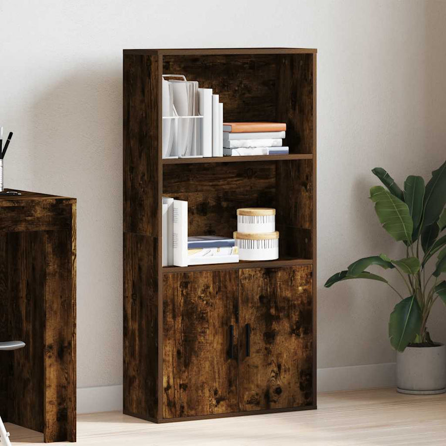 Boekenkast 60x24x120 cm bewerkt hout gerookt eikenkleurig