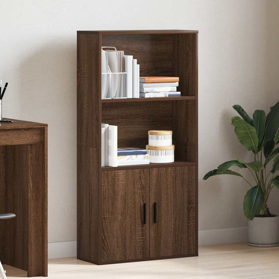 Boekenkast 60x24x120 cm bewerkt hout bruin eikenkleurig