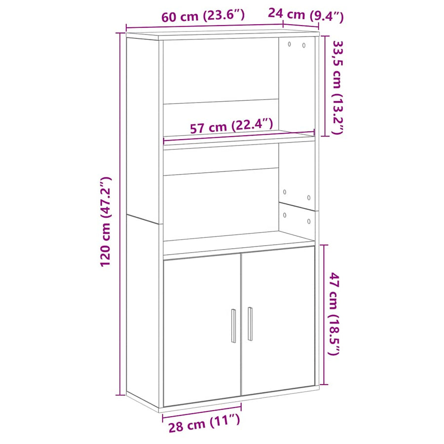 Boekenkast 60x24x120 cm bewerkt hout bruin eikenkleurig