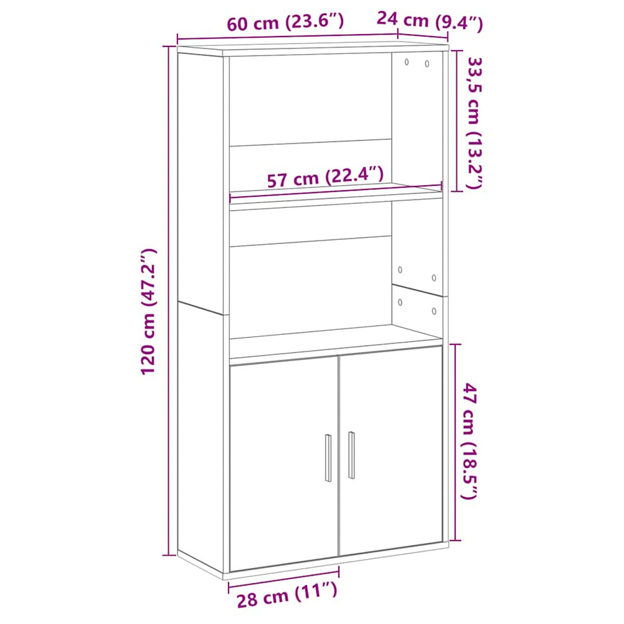 Boekenkast 60x24x120 cm bewerkt hout oud houtkleurig