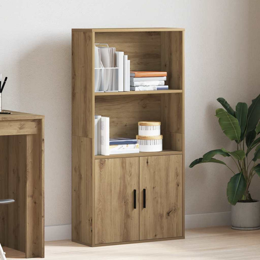Boekenkast 60x24x120 cm bewerkt hout artisanaal eikenkleurig