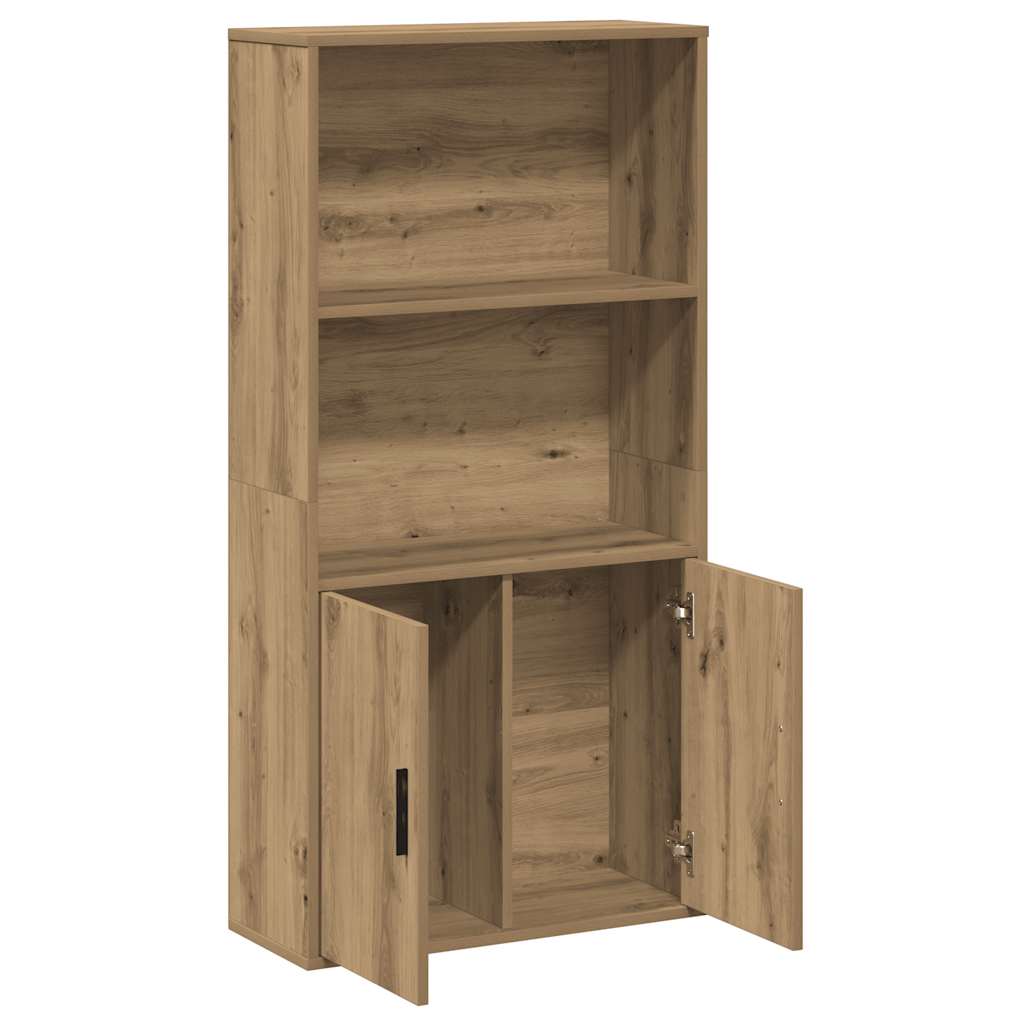Boekenkast 60x24x120 cm bewerkt hout artisanaal eikenkleurig