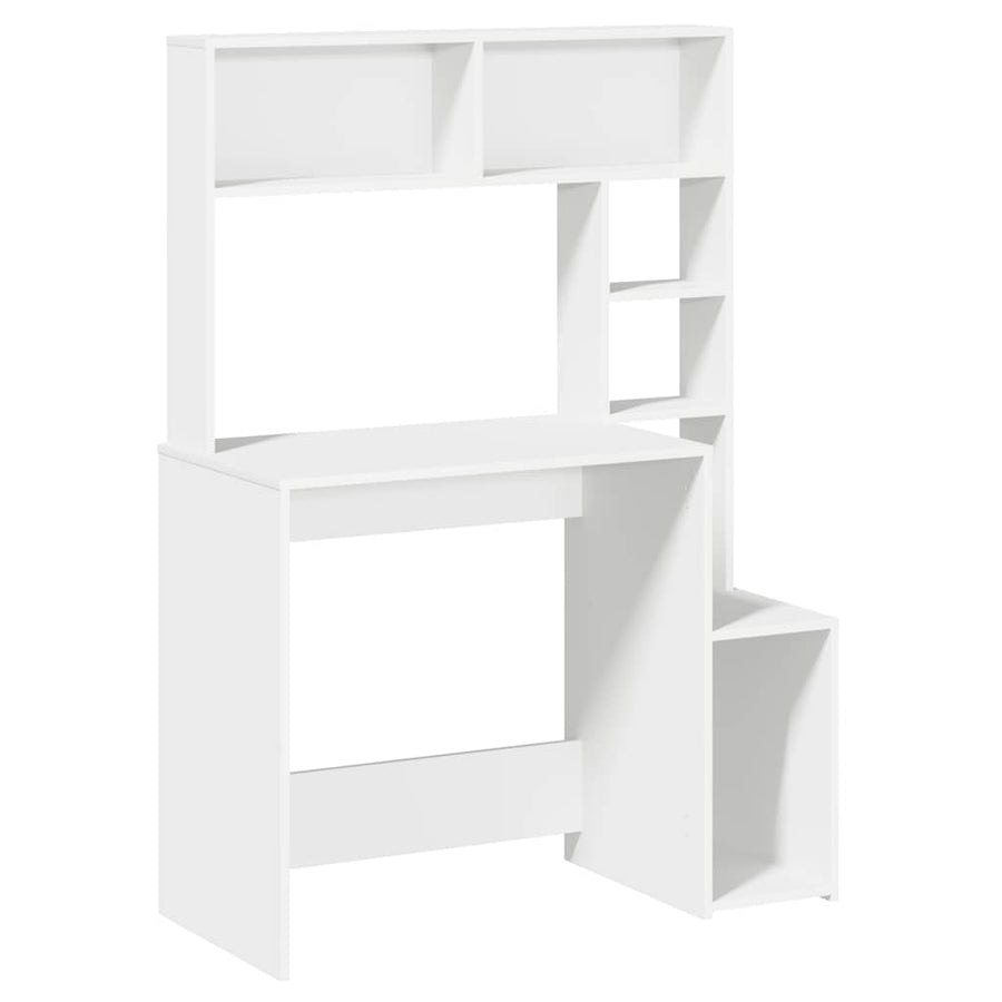 Bureau met schappen 100x45x140 cm bewerkt hout wit