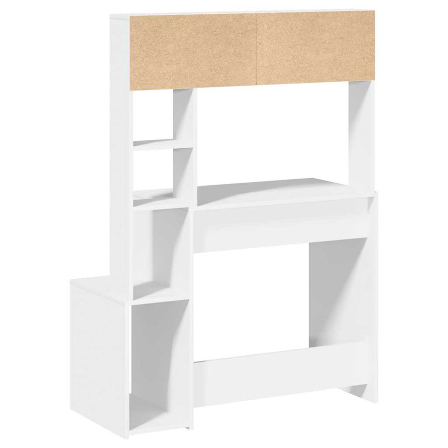 Bureau met schappen 100x45x140 cm bewerkt hout wit