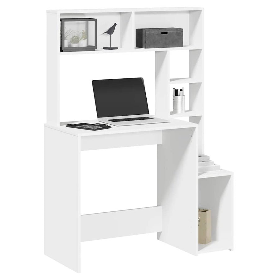 Bureau met schappen 100x45x140 cm bewerkt hout wit