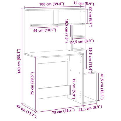 Bureau Met Schappen 100X45X140 Bewerkt Hout Kleur Sonoma eiken