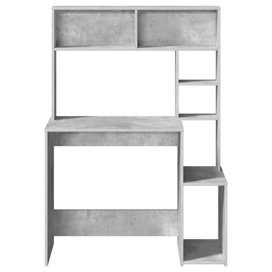 Bureau met schappen 100x45x140 cm bewerkt hout betongrijs