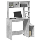 Desk with shelves 100x45x140 cm distressed concrete grey wood