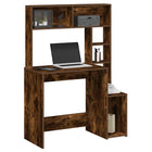 Desk with shelves 100x45x140 cm engineered wood smoked oak