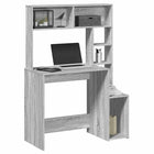 Bureau met schappen 100x45x140 cm bewerkt hout grijs