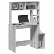 Bureau met schappen 100x45x140 cm bewerkt hout grijs